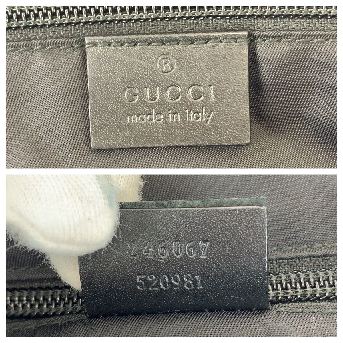 Gucci Sherry Line Black Silver Nylon Leather Shoulder Bag — view 4