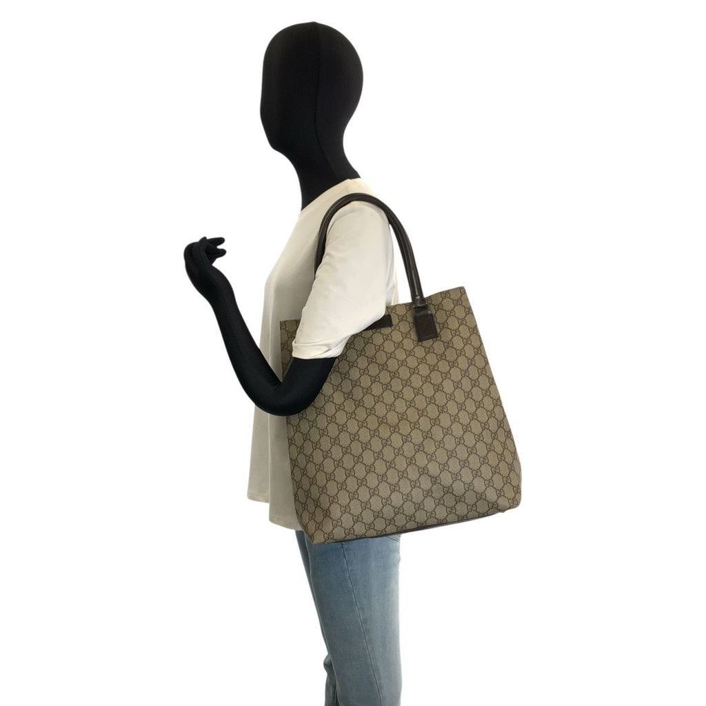 Gucci Brown GG Supreme Canvas Tote Shoulder Bag — view 6