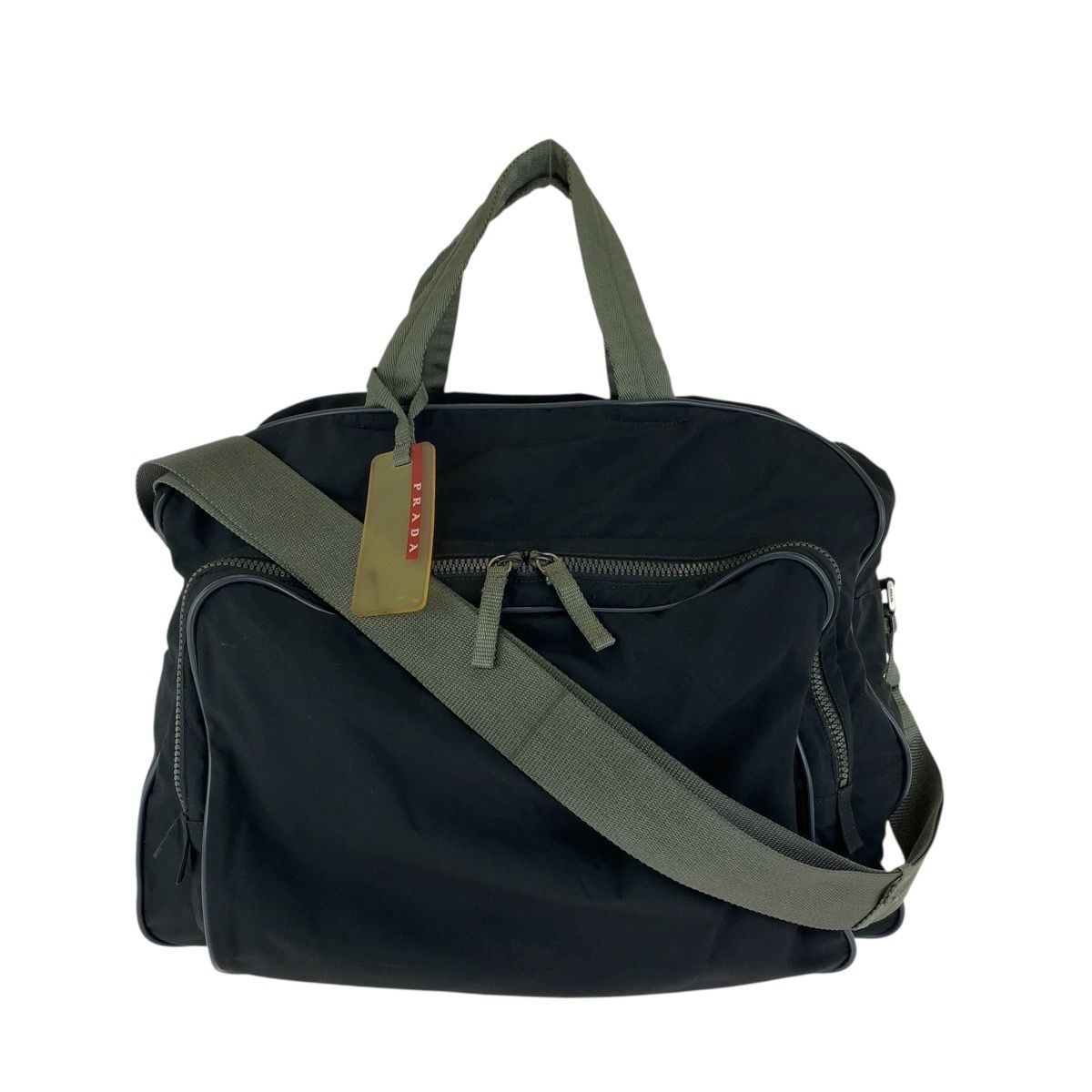 Prada Sports Line 2-Way Black Silver Nylon Boston Bag