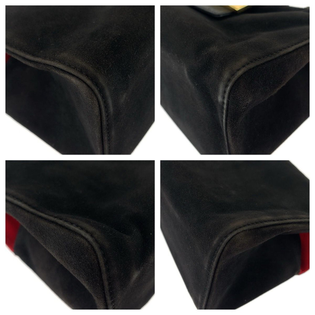 Fendi Vintage Mamma Black Gold Suede Handbag — view 3
