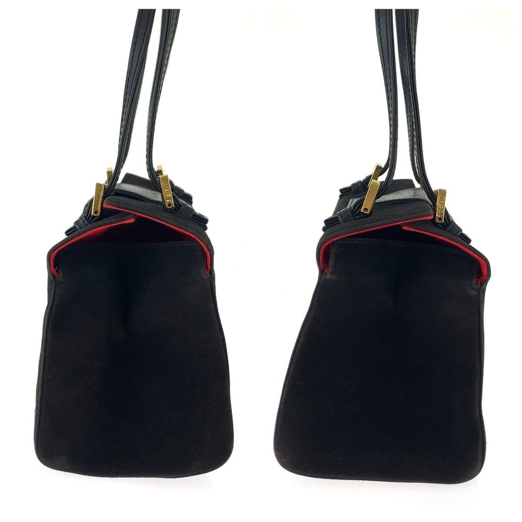 Fendi Vintage Mamma Black Gold Suede Handbag — view 8