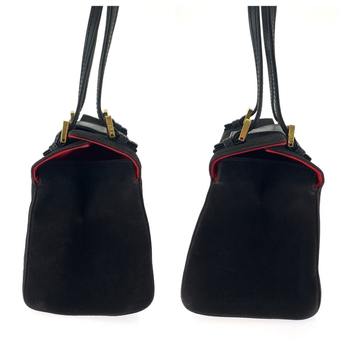 Fendi Vintage Mamma Black Gold Suede Handbag — view 8