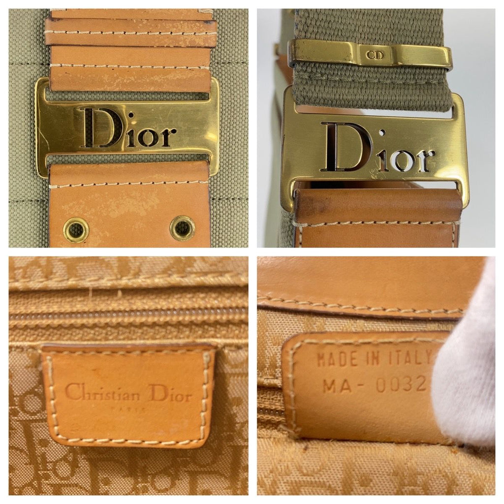 Dior Vintage Street Chic Khaki Brown Canvas Leather Shoulder Bag — view 4
