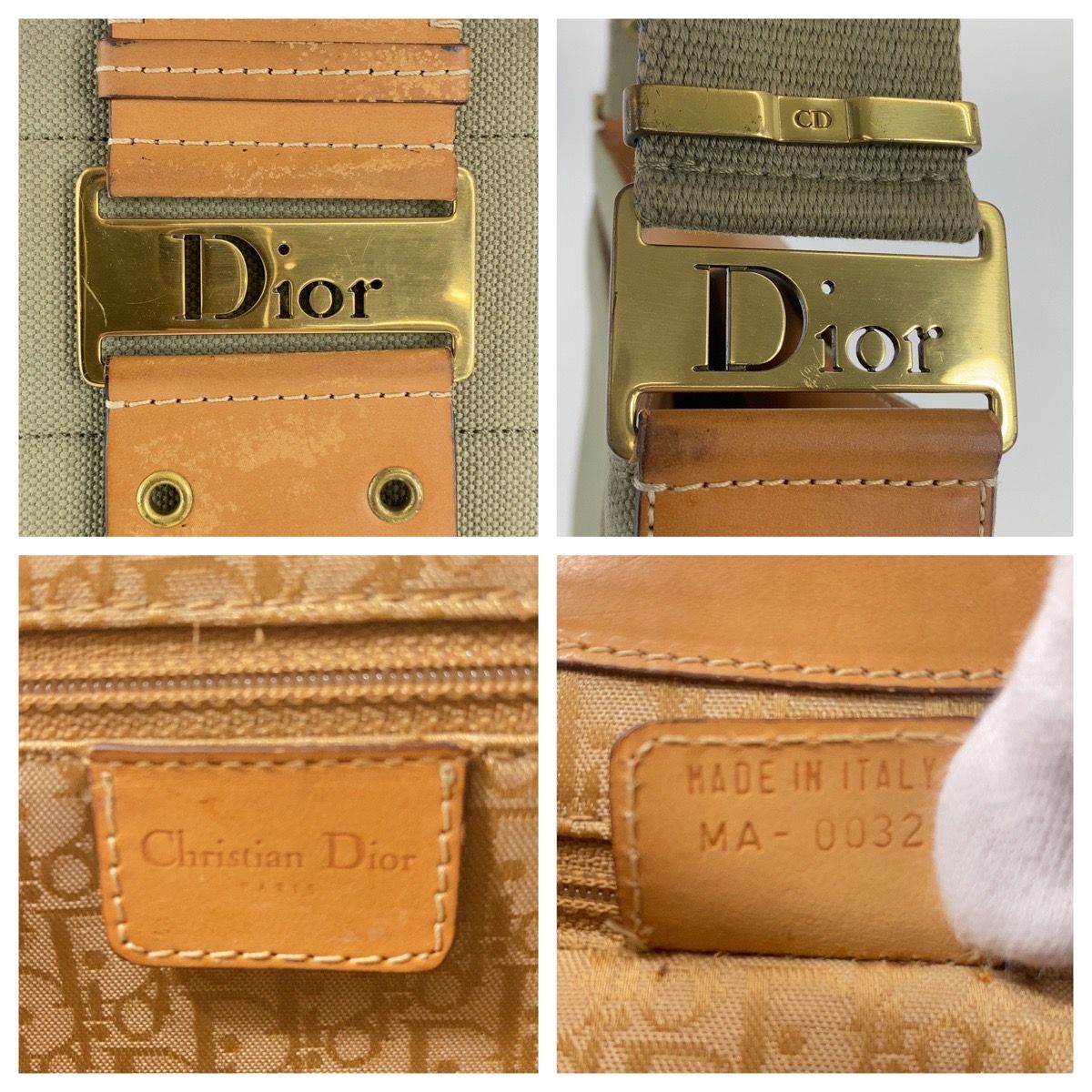 Dior Vintage Street Chic Khaki Brown Canvas Leather Shoulder Bag — view 4