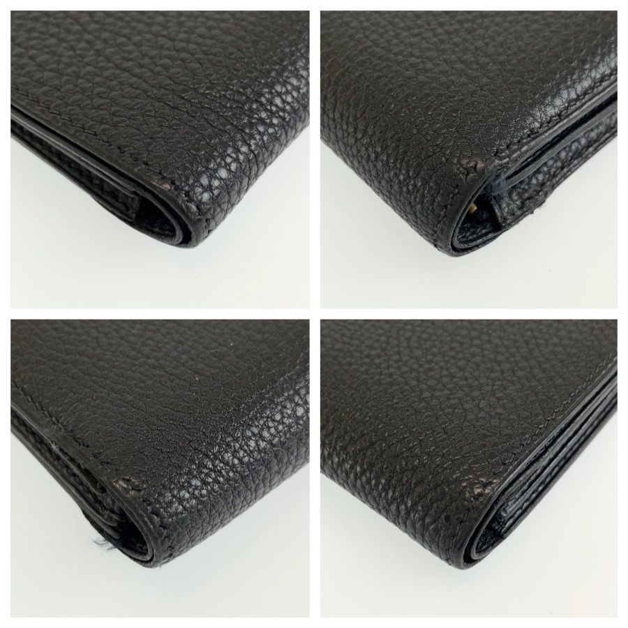 Hermes Jura Black Leather Fold Wallet Compact — view 7