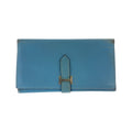 Hermes Bearn Blue Jean Light Gold Veau Epsom Trifold Wallet