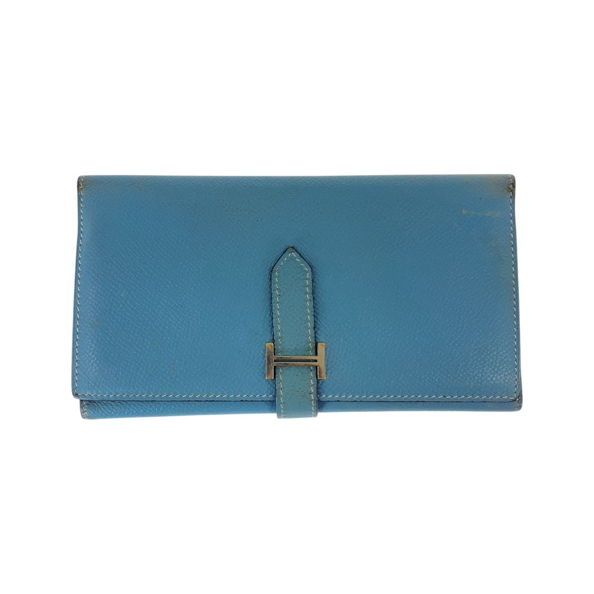 Hermes Bearn Blue Jean Light Gold Veau Epsom Trifold Wallet