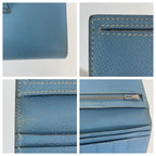Hermes Bearn Blue Jean Light Gold Veau Epsom Trifold Wallet — view 6