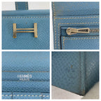 Hermes Bearn Blue Jean Light Gold Veau Epsom Trifold Wallet — view 7