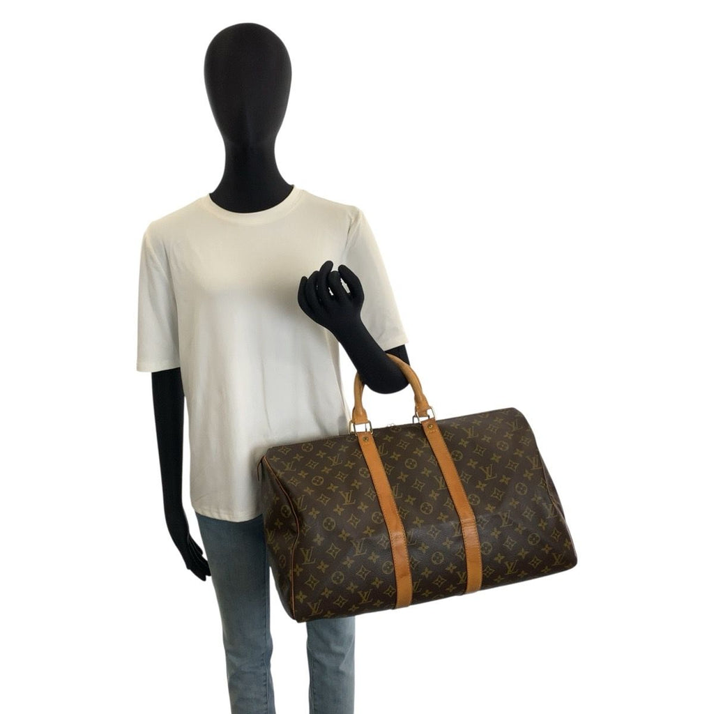 Louis Vuitton Monogram Keepall 45 Brown Gold Leather Boston Bag — view 7