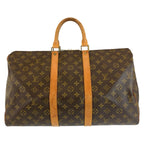 Louis Vuitton Monogram Keepall 45 Brown Gold Leather Boston Bag
