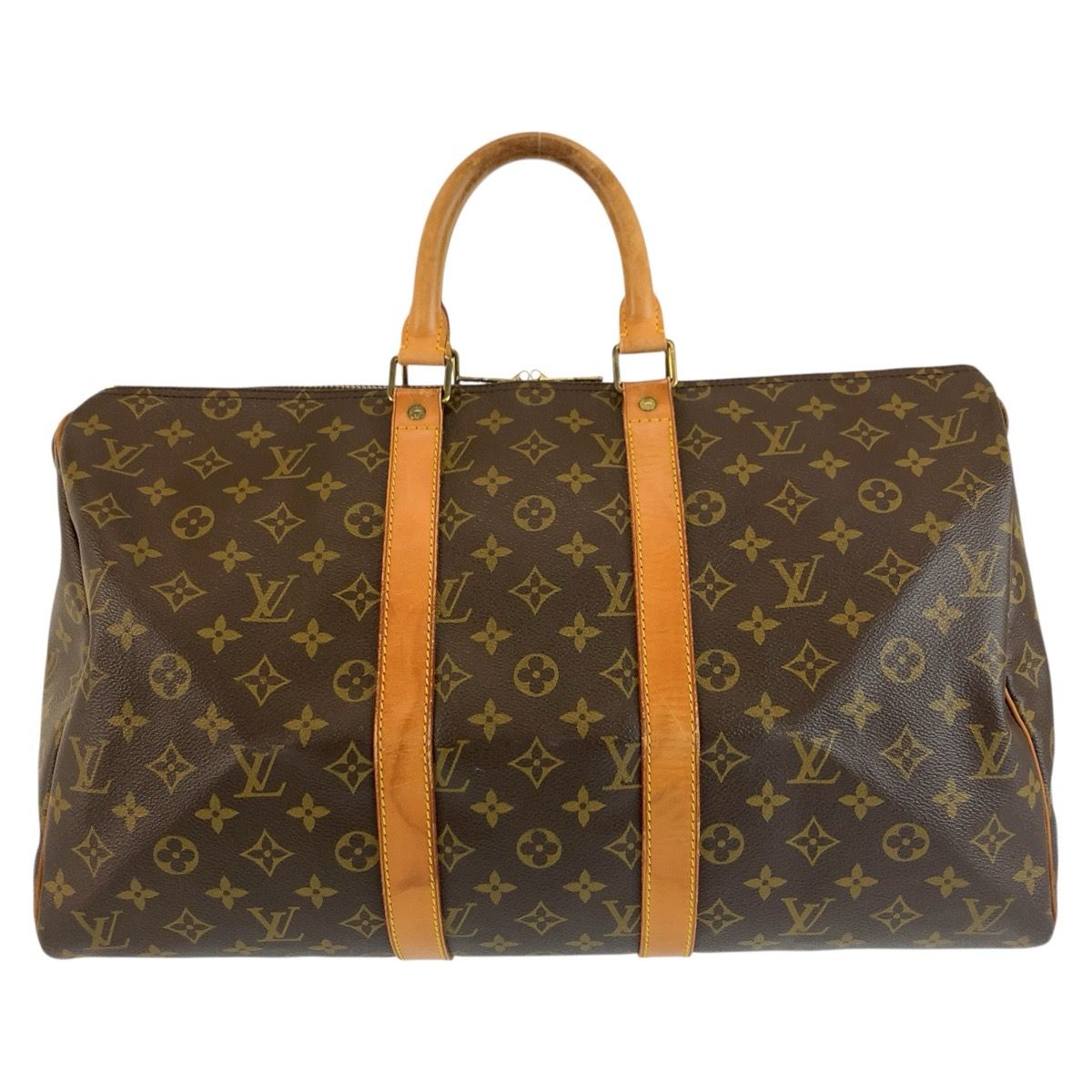 Louis Vuitton Monogram Keepall 45 Brown Gold Leather Boston Bag