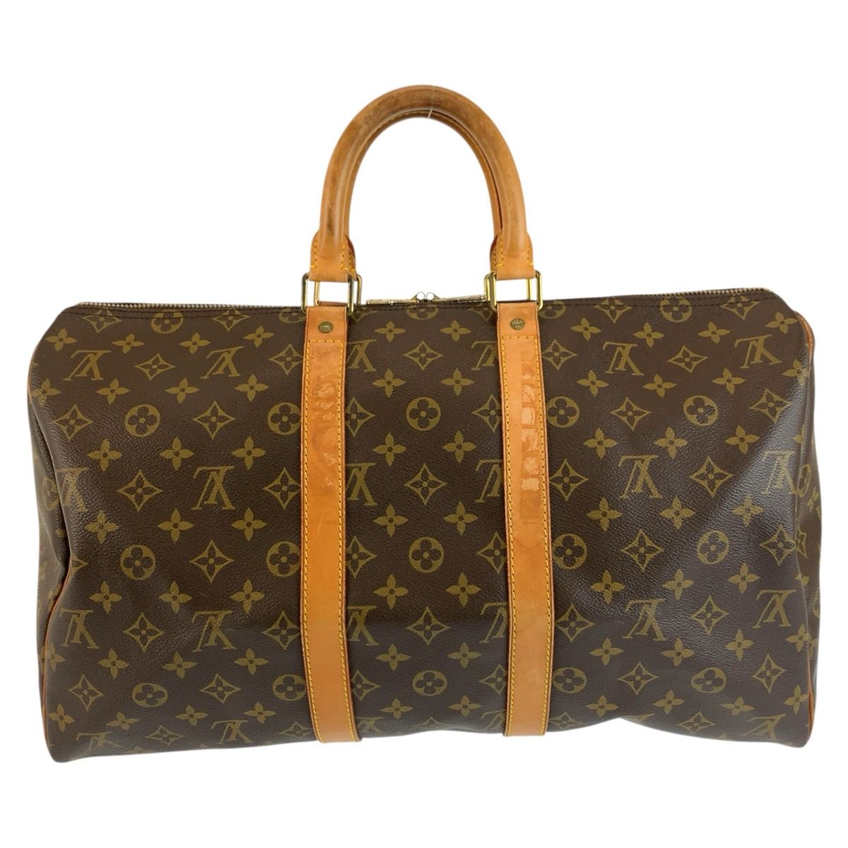 Louis Vuitton Monogram Keepall 45 Brown Gold Leather Boston Bag — view 2