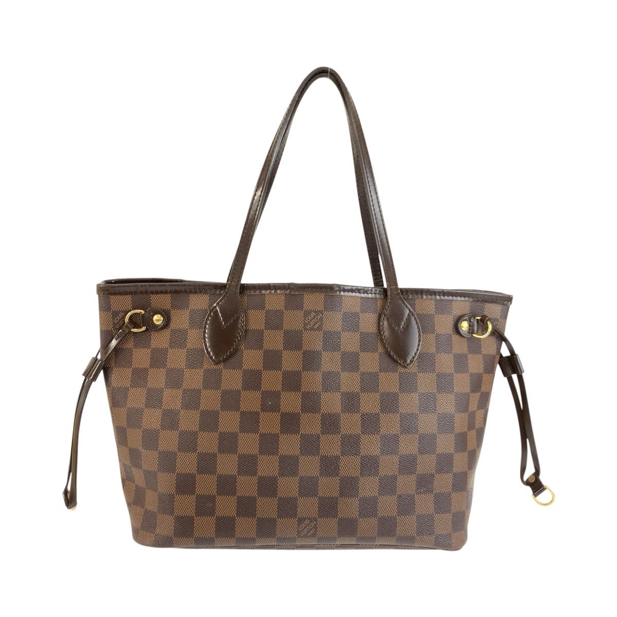 Louis Vuitton Damier Neverfull PM Brown Leather Tote Bag