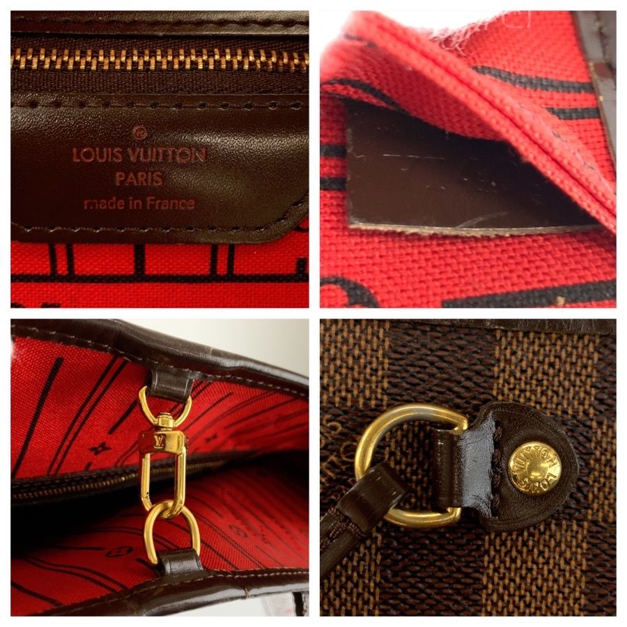 Louis Vuitton Damier Neverfull PM Brown Leather Tote Bag — view 4