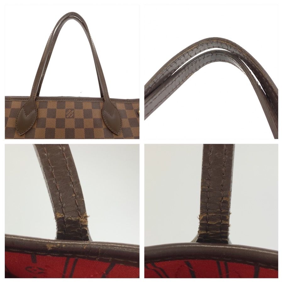 Louis Vuitton Damier Neverfull PM Brown Leather Tote Bag — view 5
