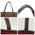 Louis Vuitton Damier Neverfull PM Brown Leather Tote Bag — view 5