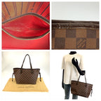 Louis Vuitton Damier Neverfull PM Brown Leather Tote Bag — view 7