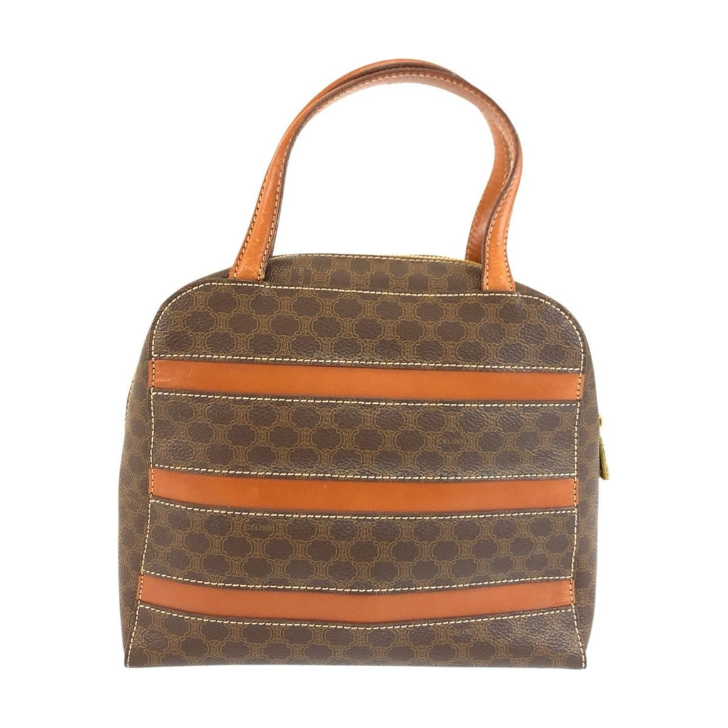 Celine Vintage Macadam Brown Gold Leather Handbag — view 2
