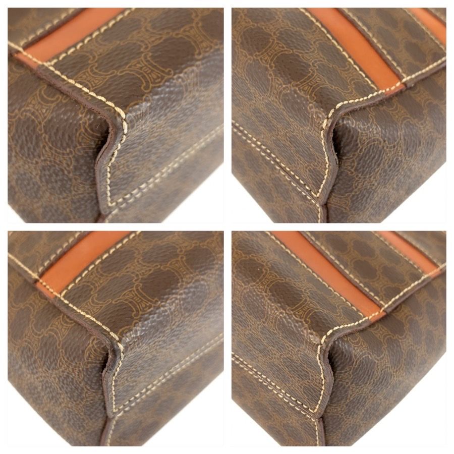 Celine Vintage Macadam Brown Gold Leather Handbag — view 3