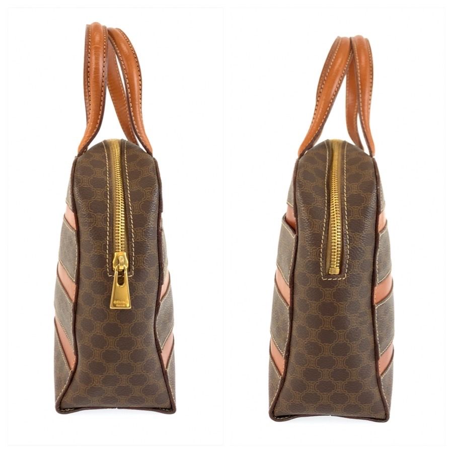 Celine Vintage Macadam Brown Gold Leather Handbag — view 8