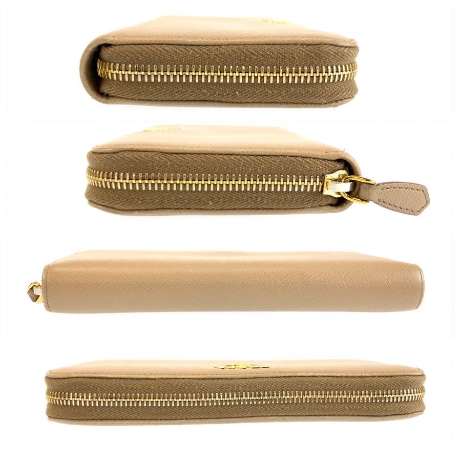 Prada Saffiano Beige Gold Leather Wallet — view 8