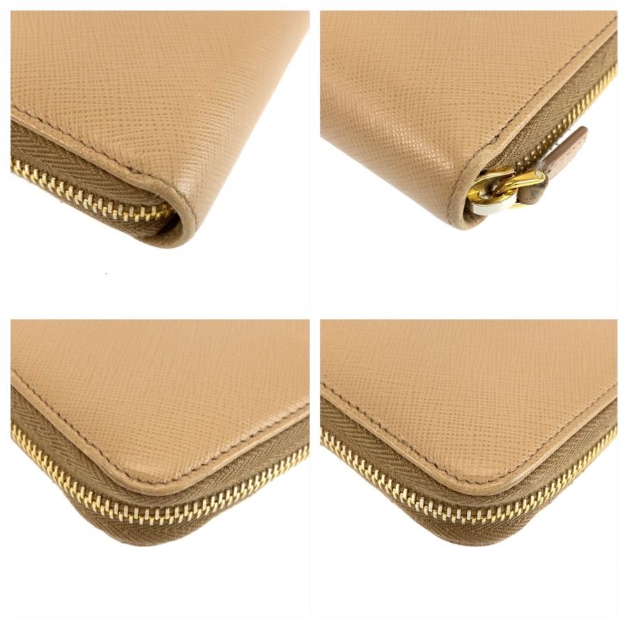 Prada Saffiano Beige Gold Leather Wallet — view 3
