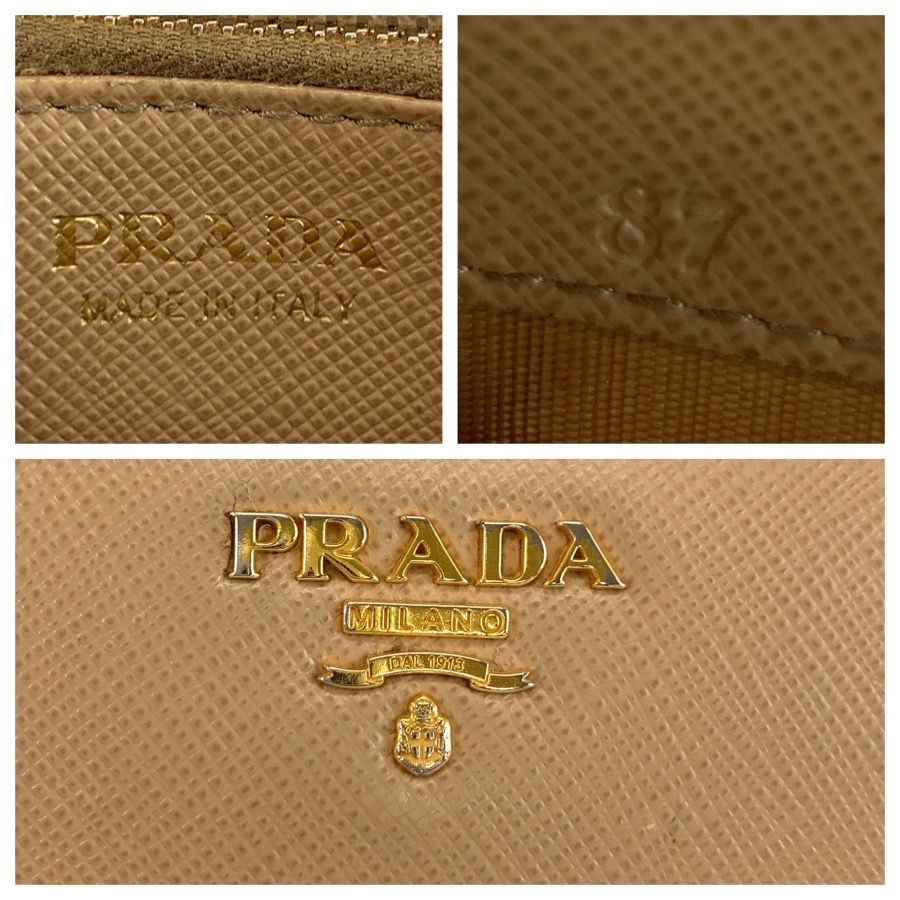 Prada Saffiano Beige Gold Leather Wallet — view 4