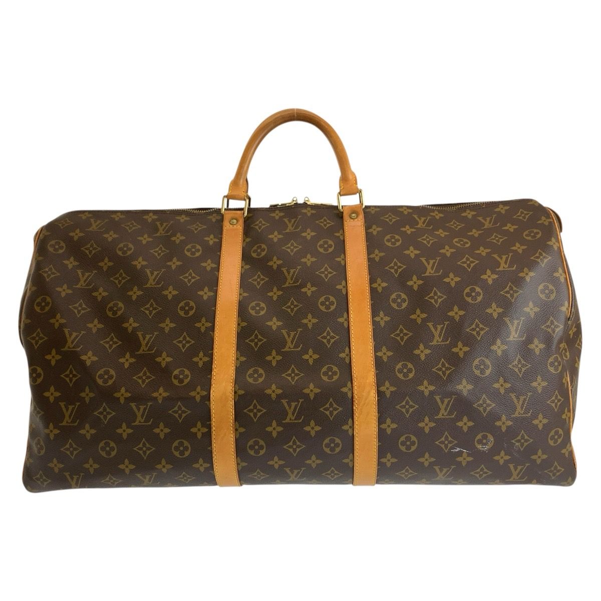 Louis Vuitton Monogram Keepall 60 Brown Gold Leather Boston Bag