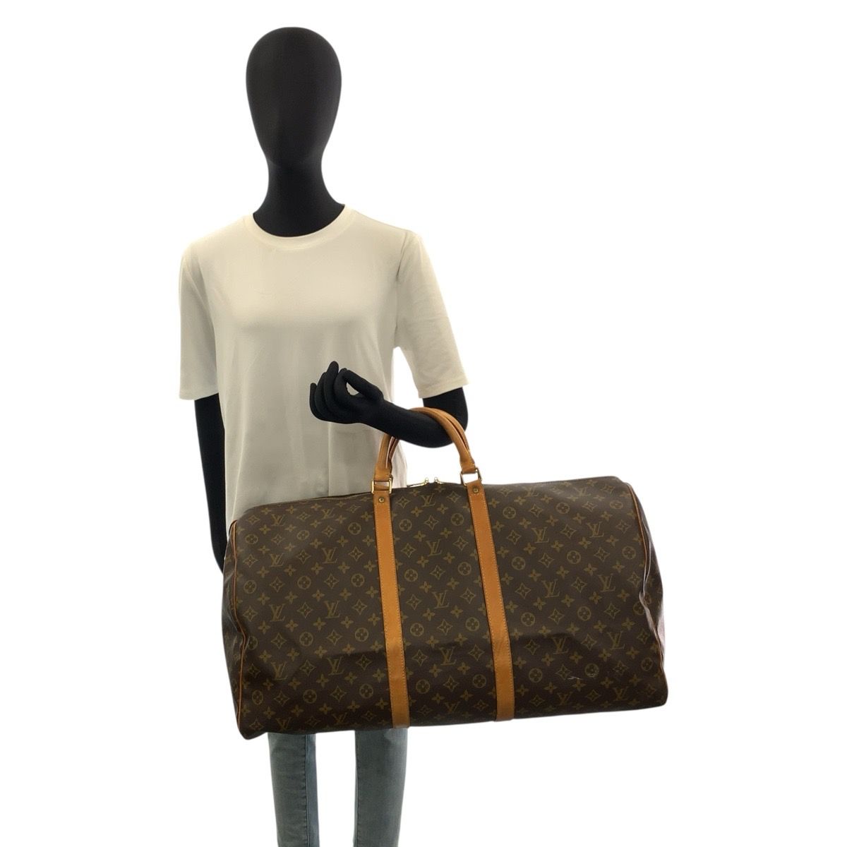 Louis Vuitton Monogram Keepall 60 Brown Gold Leather Boston Bag — view 7