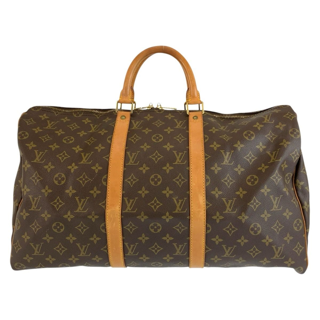 Louis Vuitton Monogram Keepall 50 Brown Gold Leather Boston Bag
