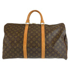 Louis Vuitton Monogram Keepall 50 Brown Gold Leather Boston Bag