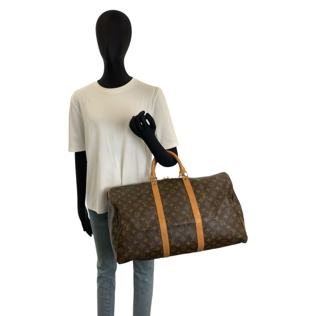 Louis Vuitton Monogram Keepall 50 Brown Gold Leather Boston Bag — view 7