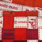 Hermes Scarf Twilly Red Beige Multi Ribbon Bolduc Plaid — view 2