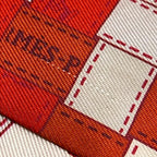 Hermes Scarf Twilly Red Beige Multi Ribbon Bolduc Plaid — view 5