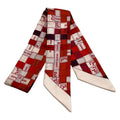 Hermes Scarf Twilly Red Beige Multi Ribbon Bolduc Plaid