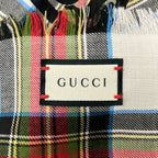 Gucci Shawl Red Ivory Black Plaid Wool Scarf — view 2