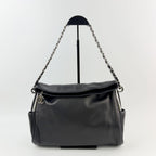 Chanel CC Logo Side Pocket Charm Chain Shoulder Bag Leather Black Silver Seal — view 2