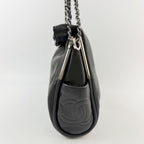 Chanel CC Logo Side Pocket Charm Chain Shoulder Bag Leather Black Silver Seal — view 4