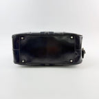 Prada Bowling Triangle Logo Side Line Shoulder Bag Leather Black Silver Vintage — view 6
