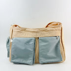 Chanel Sports Line CC Logo Multi Pocket Shoulder Bag Nylon Beige Light Blue