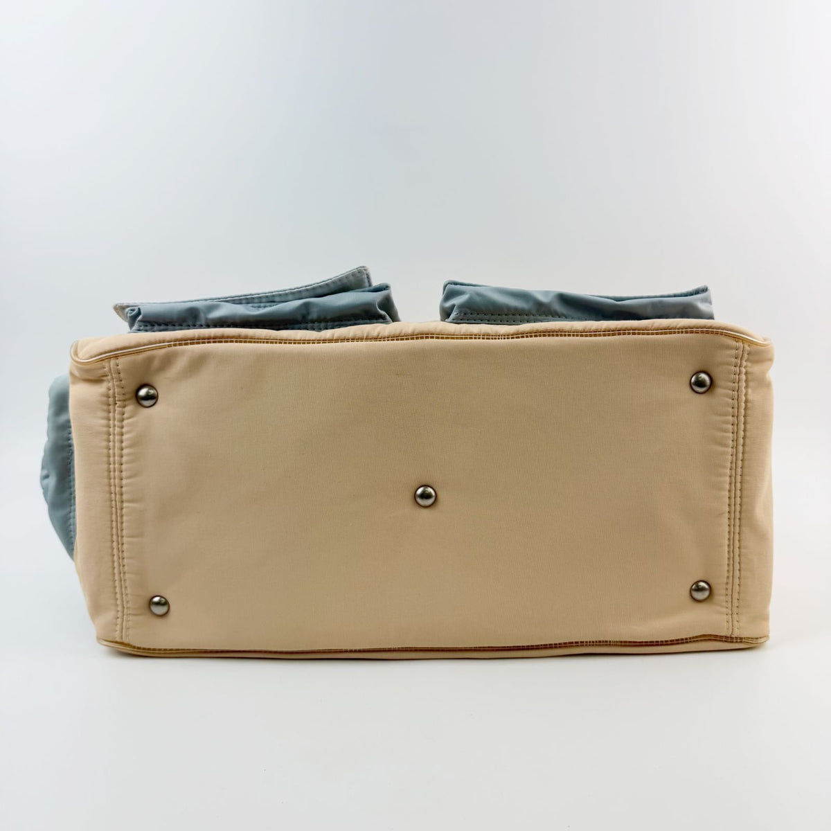Chanel Sports Line CC Logo Multi Pocket Shoulder Bag Nylon Beige Light Blue — view 5