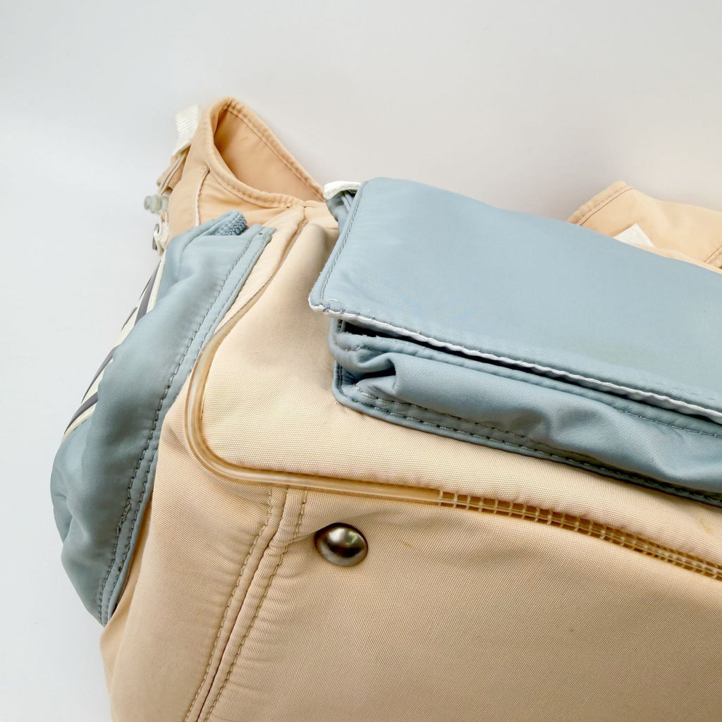 Chanel Sports Line CC Logo Multi Pocket Shoulder Bag Nylon Beige Light Blue — view 6