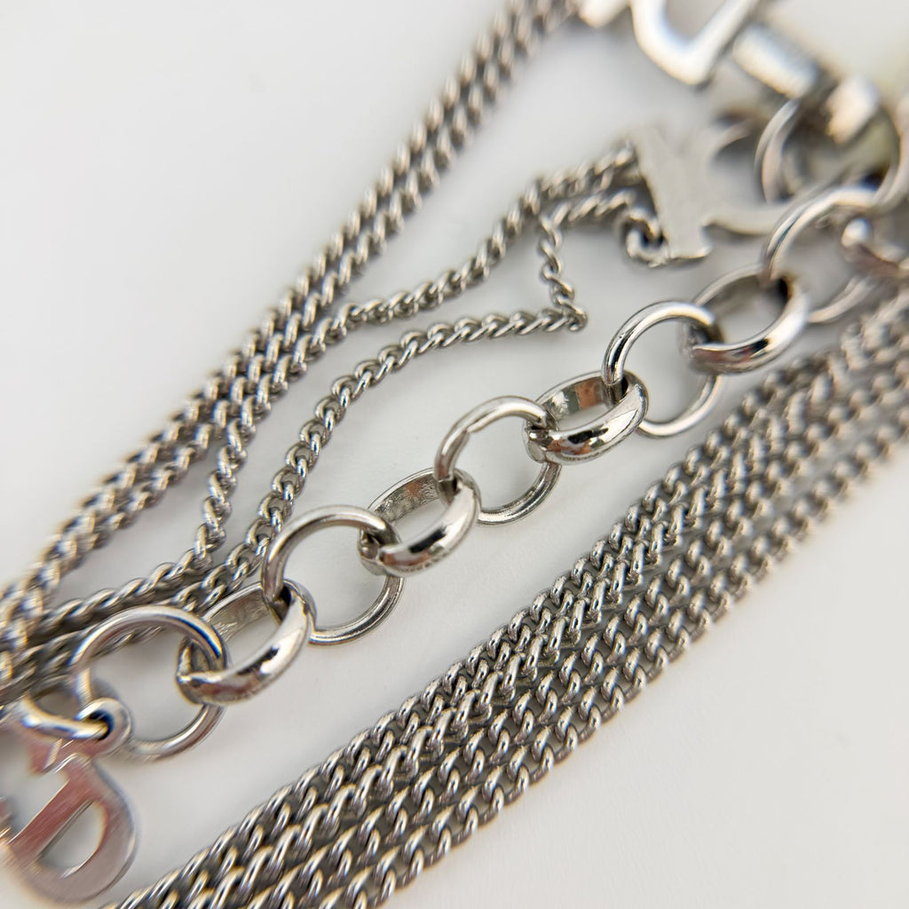 Dior Logo Circle Chain Necklace Plated Silver Vintage — view 8