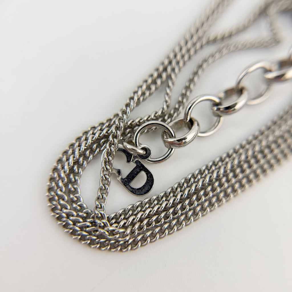 Dior Logo Circle Chain Necklace Plated Silver Vintage — view 7