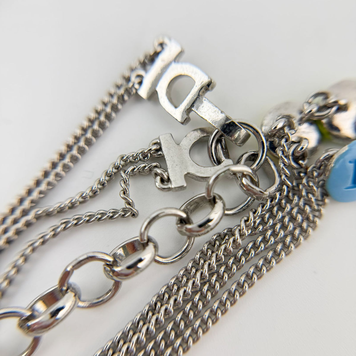 Dior Logo Circle Chain Necklace Plated Silver Vintage — view 6