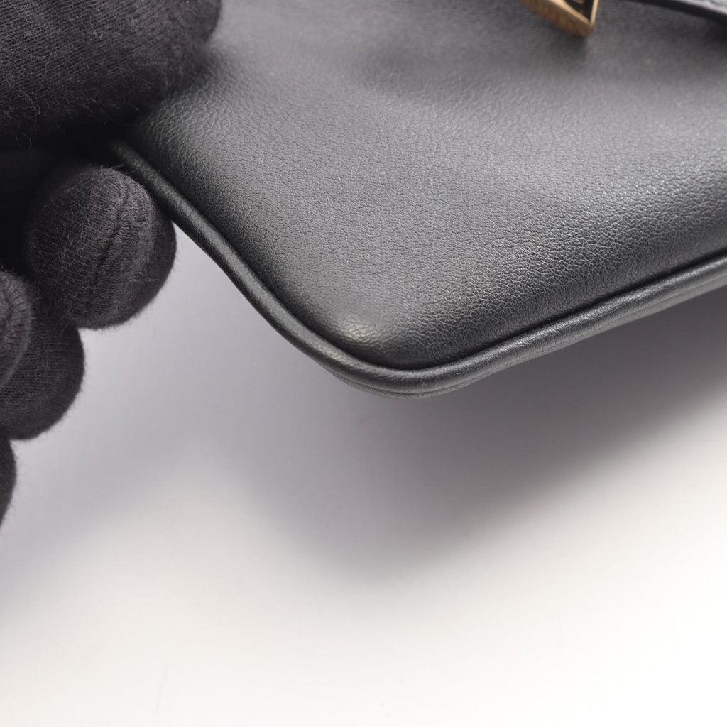 Prada Shoulder Bag Triangle Plate Black Leather Logo — view 5