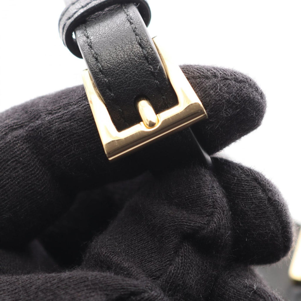 Prada Shoulder Bag Triangle Plate Black Leather Logo — view 8