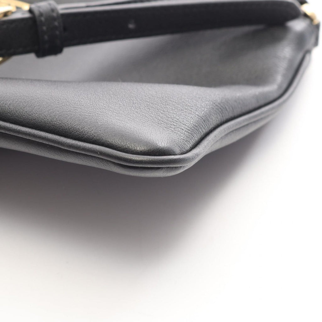 Prada Shoulder Bag Triangle Plate Black Leather Logo — view 6