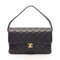 Chanel Handbag Quilted Face Black Lambskin Double